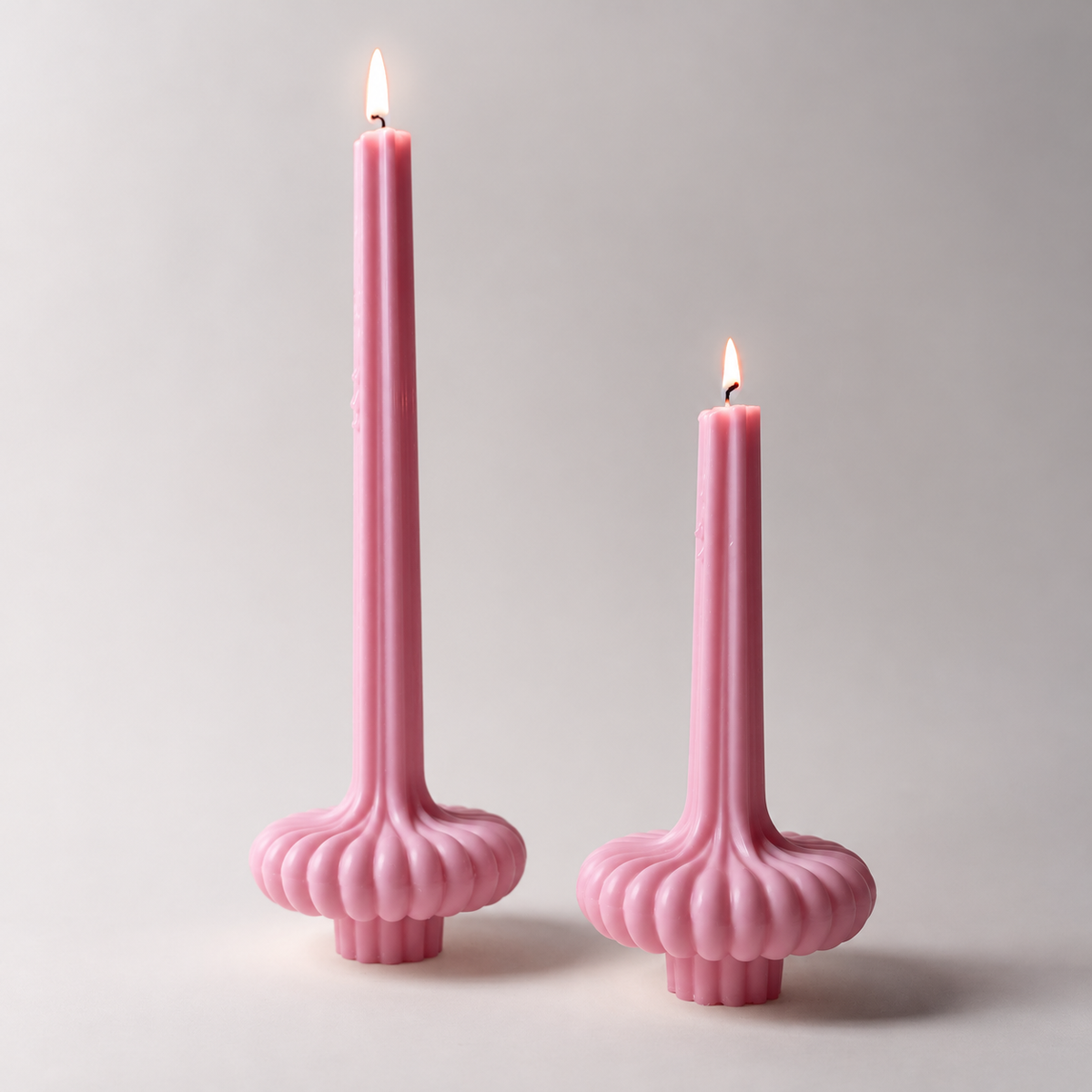 set of pink vase candles