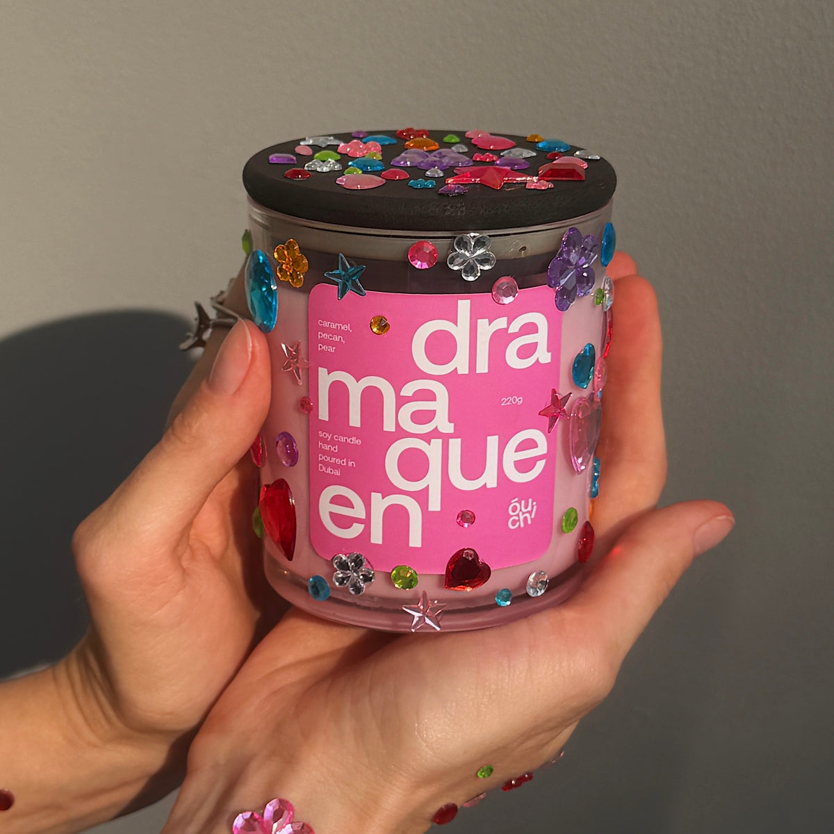 bedazzled drama queen candle