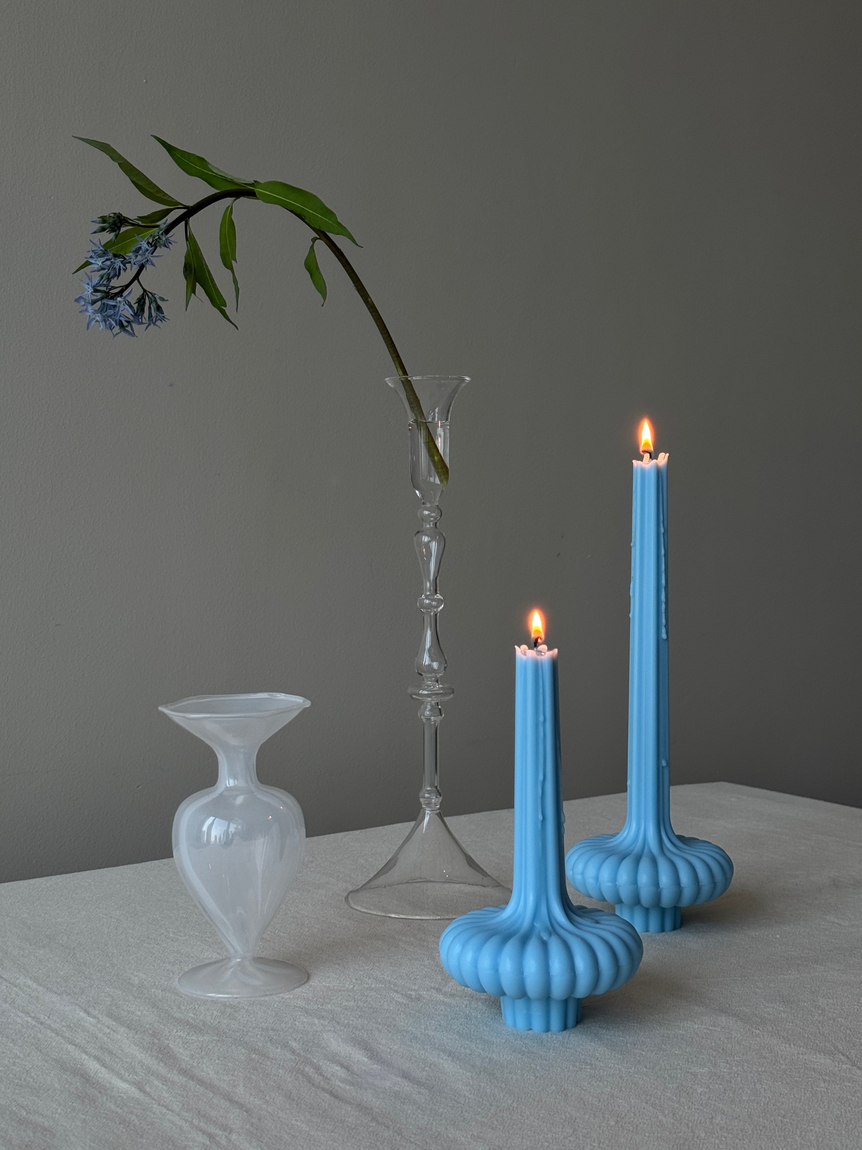 blue vase candle set
