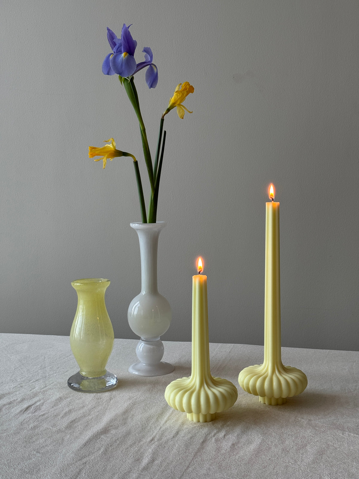 set of yellow vase candles