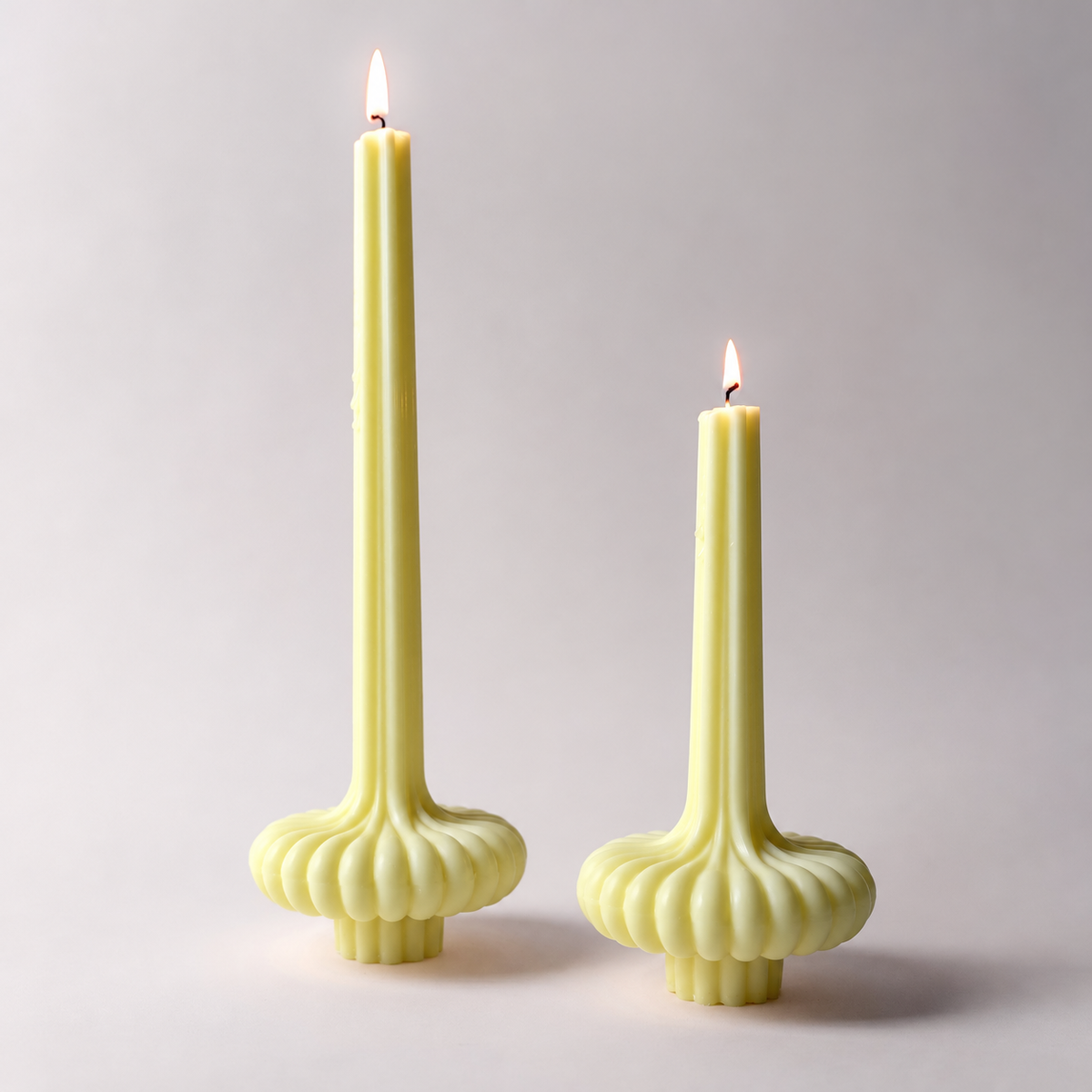 set of yellow vase candles