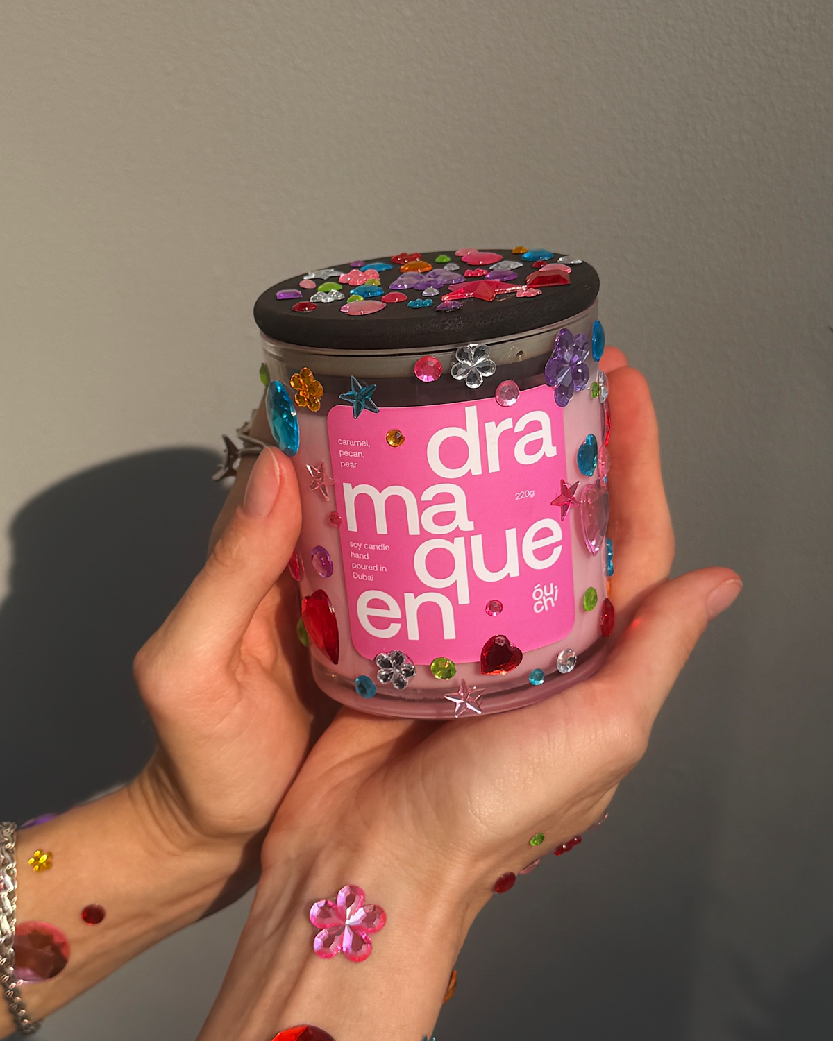 bedazzled drama queen candle