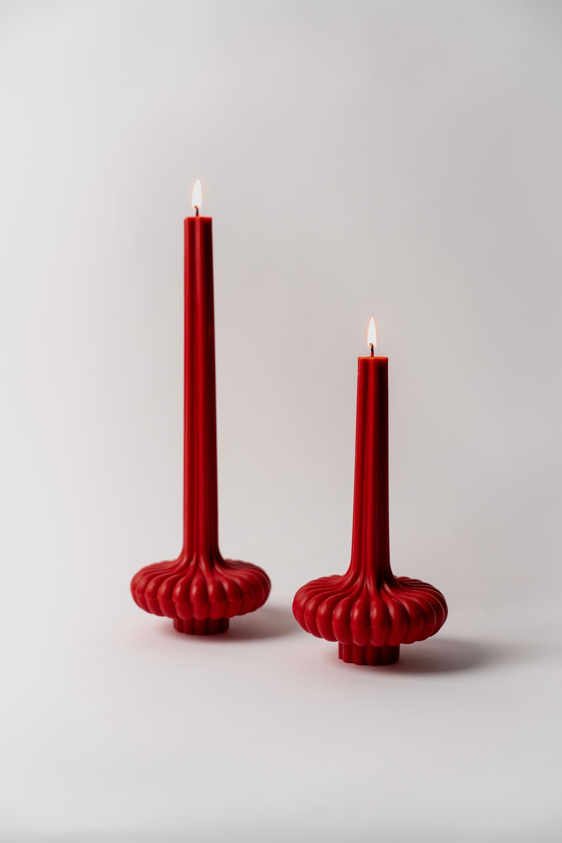 set of red vase candles