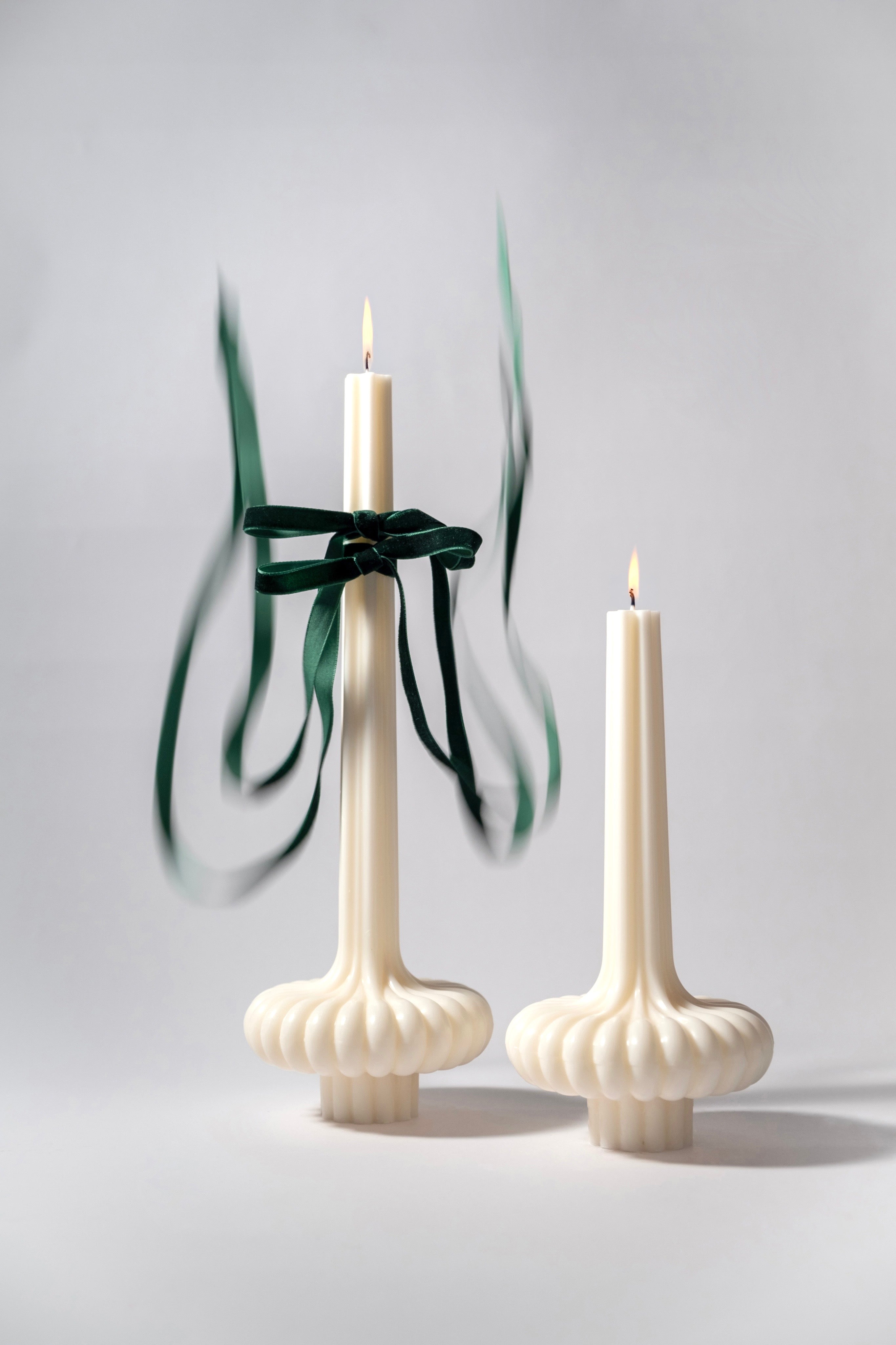 set of white vase candles