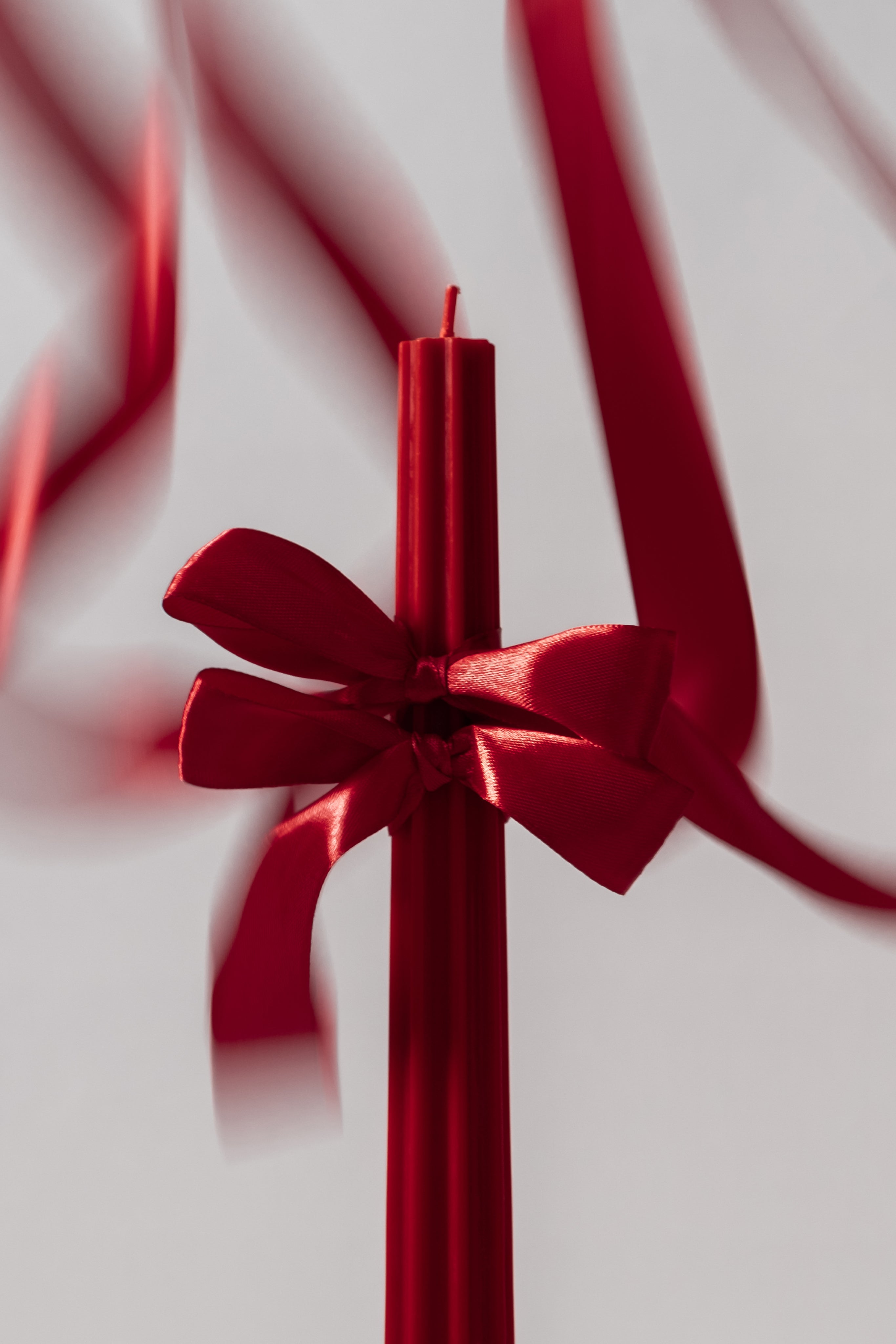 set of red ribby candles